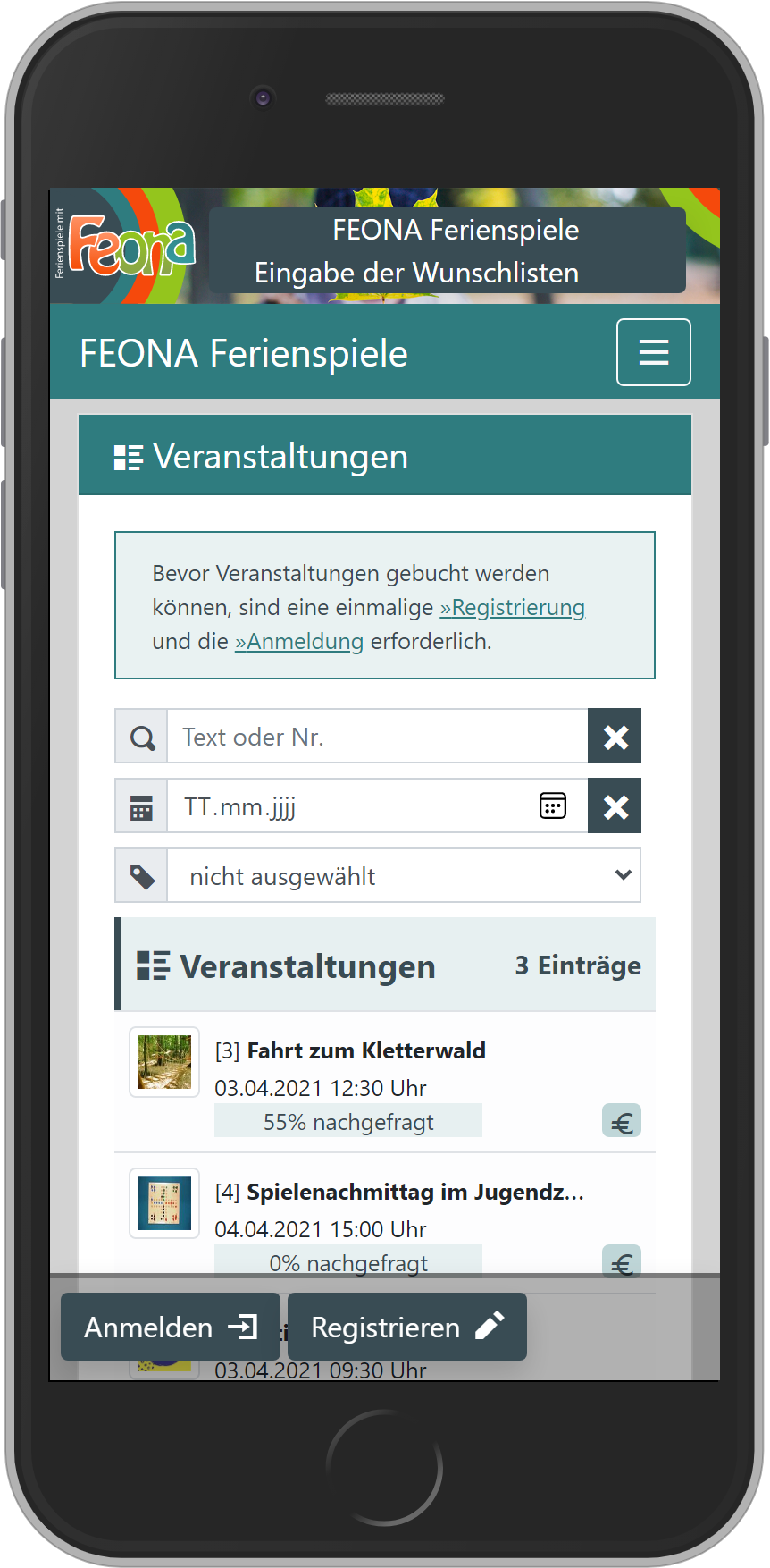 Veranstaltungen in der mobilen Version