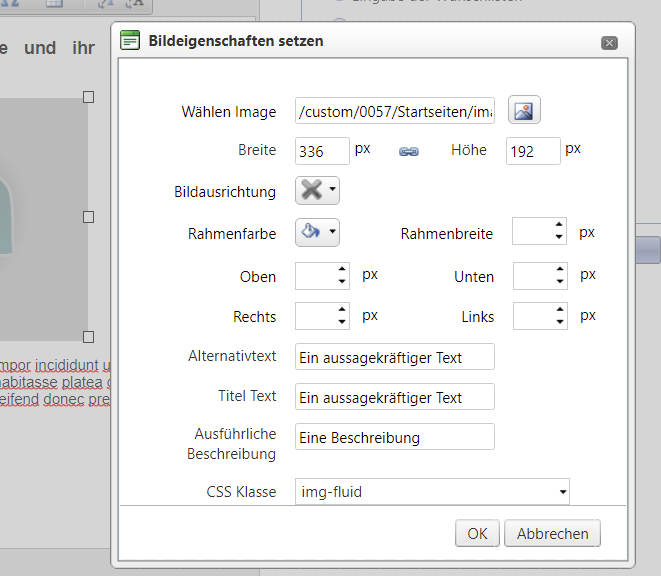 Startseiteneditor: Alternativtext für Abbildungen