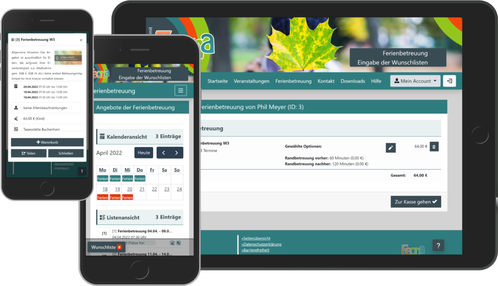 Die neue mobile Version der Ferienbetreuung auf Tablet und Smartphone (FEONA Update 2022)